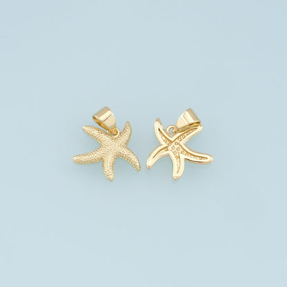Gold Starfish Charms,18K Gold Filled Sea Star Pendant,Starfish Charm Bracelet Necklace for DIY Jewelry Making Supply