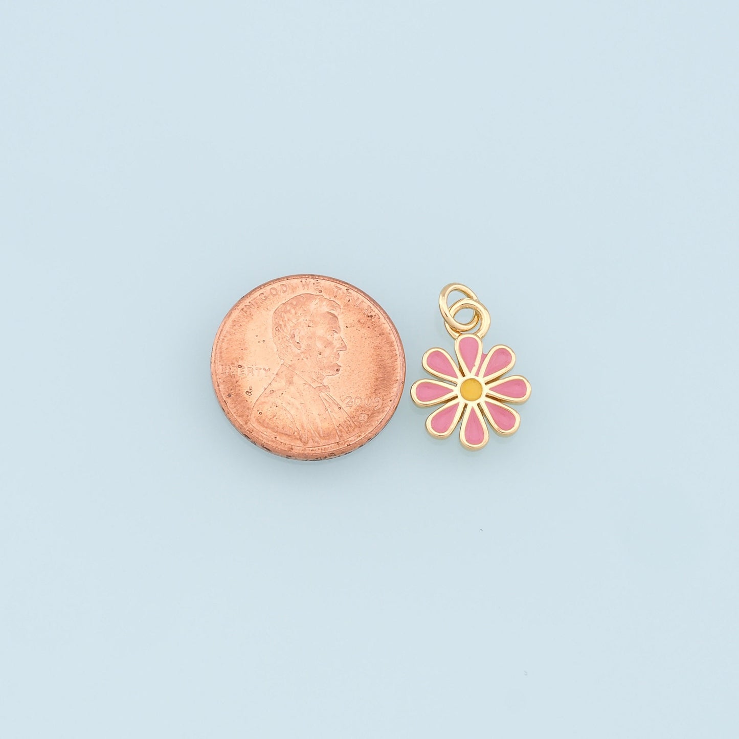 Gold Daisy Charms,18K Gold Filled Daisy Pendant,Enamel Daisy Charm Bracelet Necklace for DIY Jewelry Making Supply