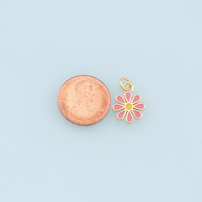 Gold Daisy Charms,18K Gold Filled Daisy Pendant,Enamel Daisy Charm Bracelet Necklace for DIY Jewelry Making Supply
