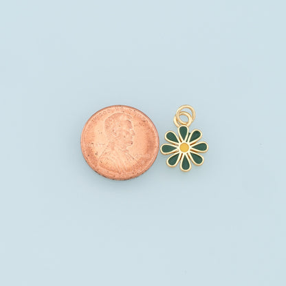 Gold Daisy Charms,18K Gold Filled Daisy Pendant,Enamel Daisy Charm Bracelet Necklace for DIY Jewelry Making Supply