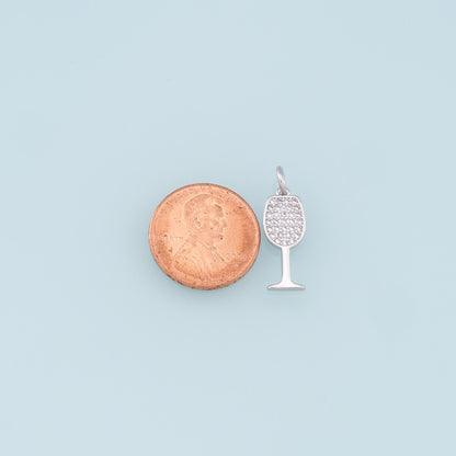 Gold Wine Glass Charms,18K Gold Filled CZ Wine Glass Pendant,Wine Glass Charm Bracelet Necklace for DIY Jewelry Making Supply