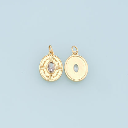 Gold Oval Charms,18K Gold Filled Oval Pendant,Crystal Oval Charm Bracelet Necklace for DIY Jewelry Making Supply