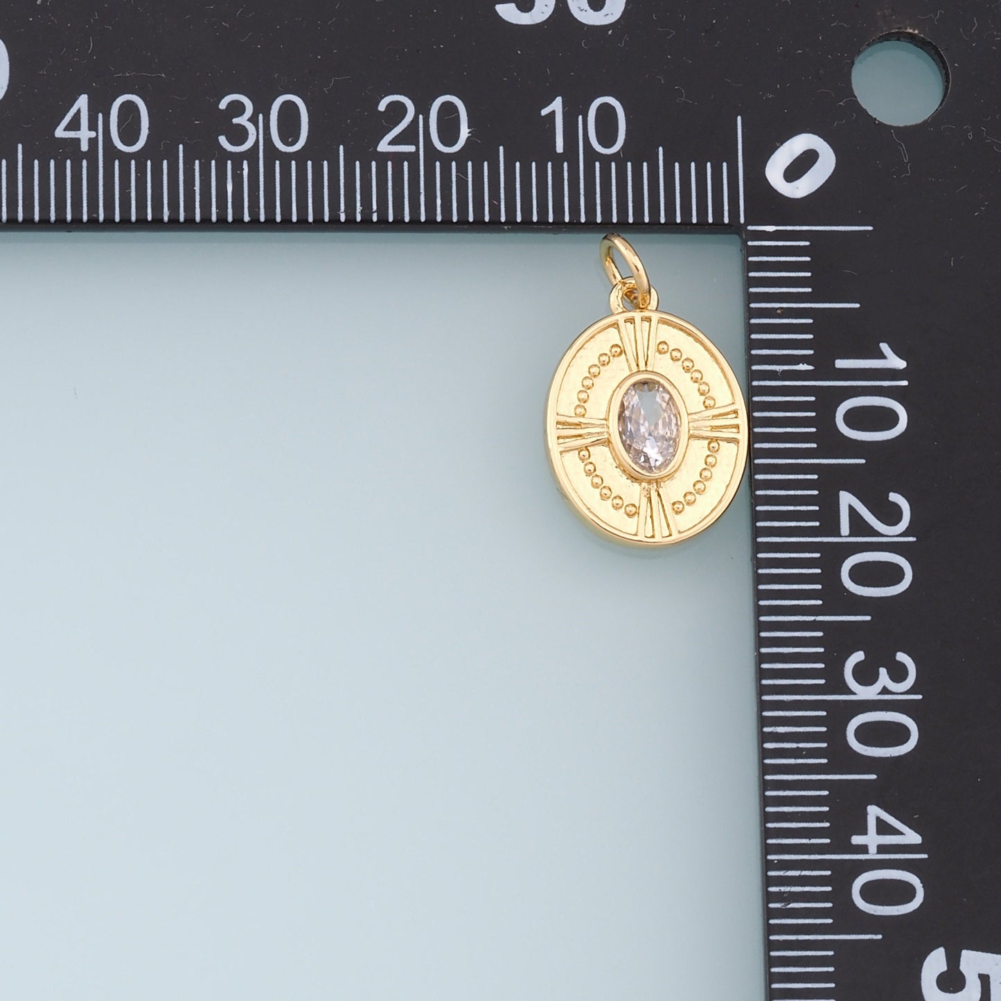 Gold Oval Charms,18K Gold Filled Oval Pendant,Crystal Oval Charm Bracelet Necklace for DIY Jewelry Making Supply