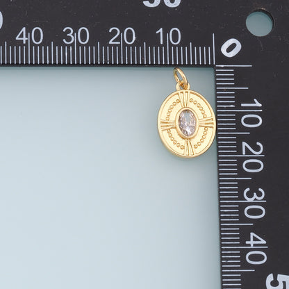 Gold Oval Charms,18K Gold Filled Oval Pendant,Crystal Oval Charm Bracelet Necklace for DIY Jewelry Making Supply