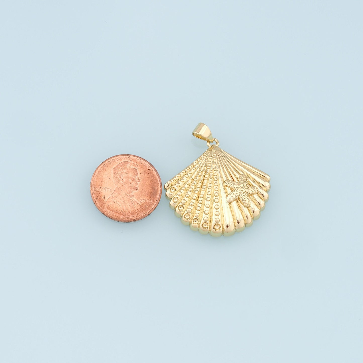 Gold Shell Starfish Charms,18K Gold Filled Shell Pendant,Starfish Charm Bracelet Necklace for DIY Jewelry Making Supply