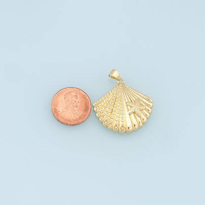 Gold Shell Starfish Charms,18K Gold Filled Shell Pendant,Starfish Charm Bracelet Necklace for DIY Jewelry Making Supply