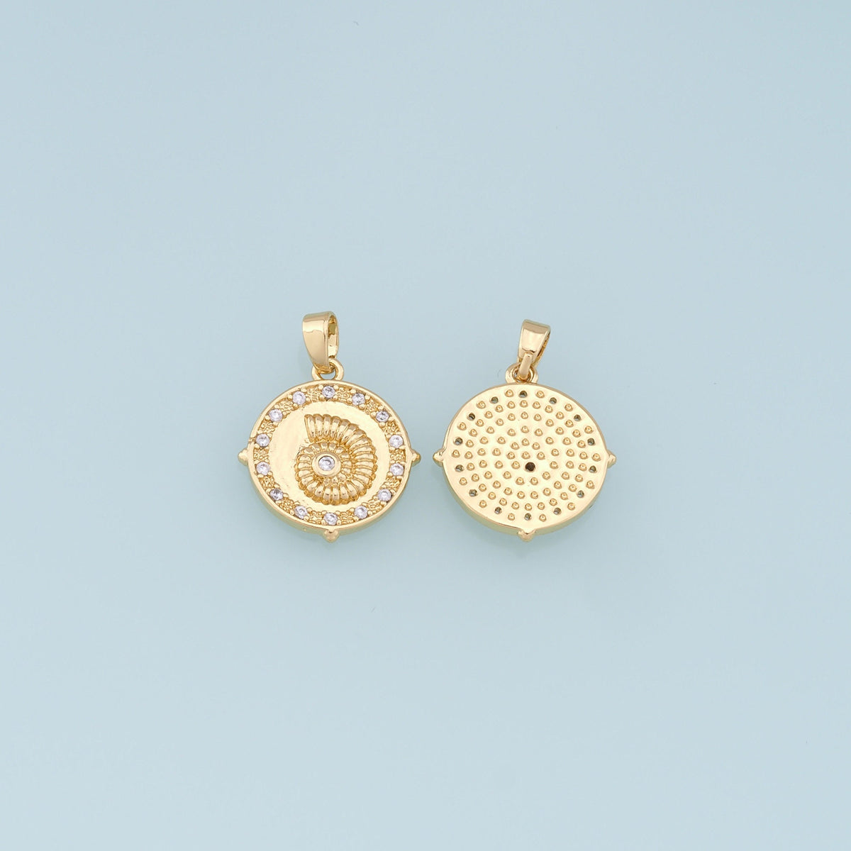18K Gold Filled Cubic Zirconia Shell Charm Pendant for Jewelry Making
