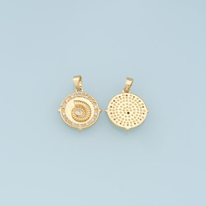 18K Gold Filled Cubic Zirconia Shell Charm Pendant for Jewelry Making