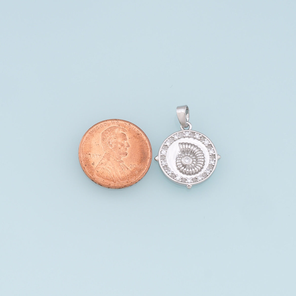18K Gold Filled Cubic Zirconia Shell Charm Pendant for Jewelry Making