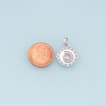 18K Gold Filled Cubic Zirconia Shell Charm Pendant for Jewelry Making