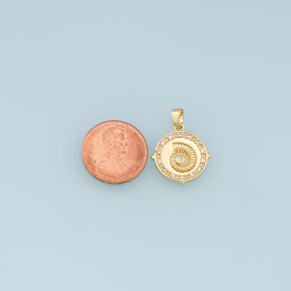 18K Gold Filled Cubic Zirconia Shell Charm Pendant for Jewelry Making