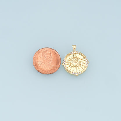 Gold Pineapple Charms,18K Gold Filled Round Pineapple Pendant,Fruit Medallion Charm Bracelet Necklace for DIY Jewelry Making Supply