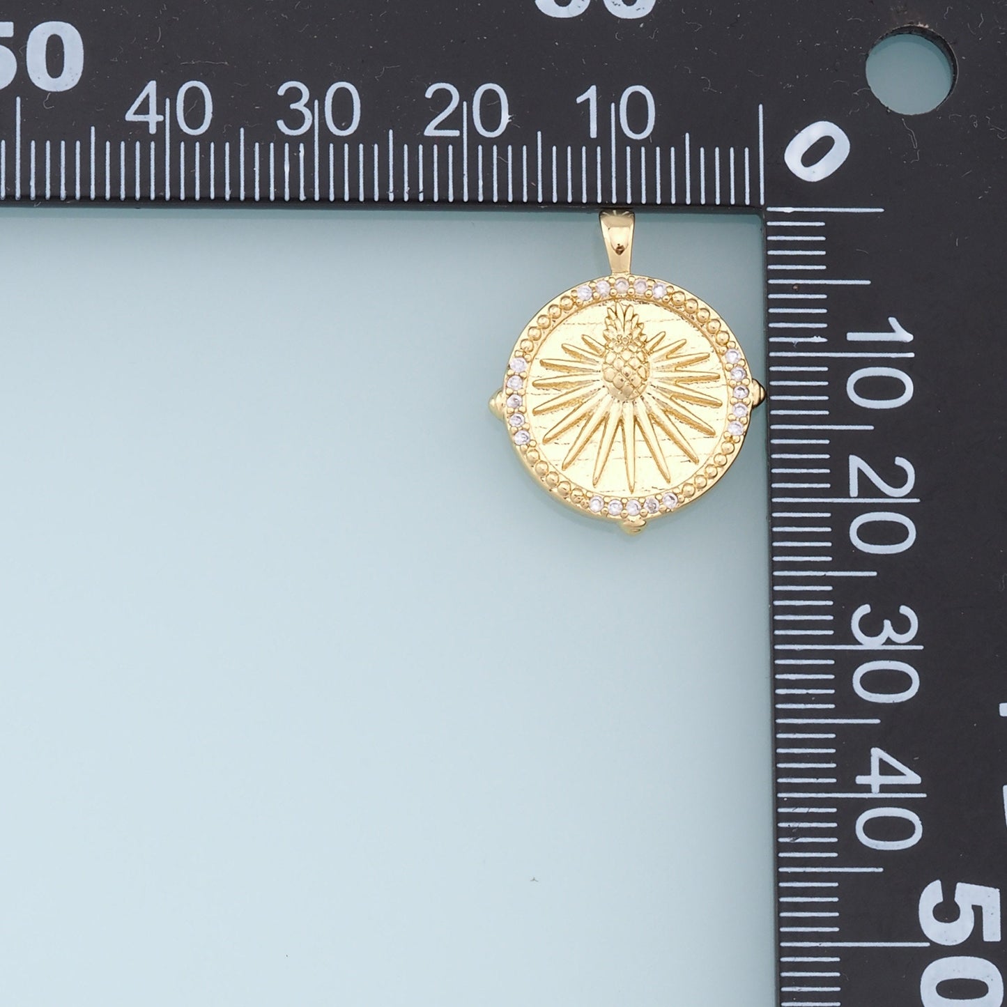 Gold Pineapple Charms,18K Gold Filled Round Pineapple Pendant,Fruit Medallion Charm Bracelet Necklace for DIY Jewelry Making Supply