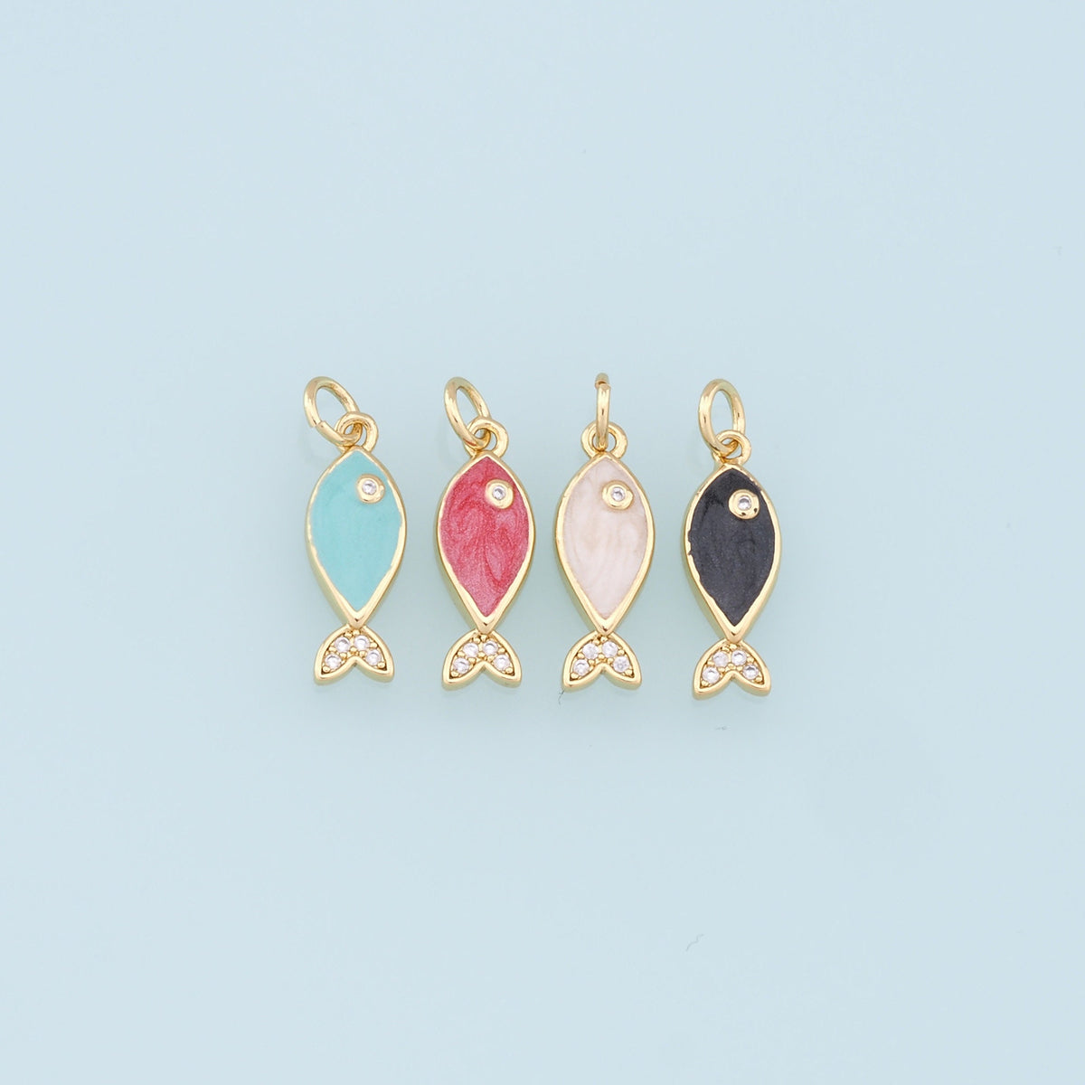 18K Gold Filled Enamel Fish Charm Pendant for Jewelry Making