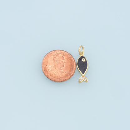 Gold Fish Charms,18K Gold Filled Enamel Fish Pendant,Kawaii Charm Bracelet Necklace for DIY Jewelry Making Supply