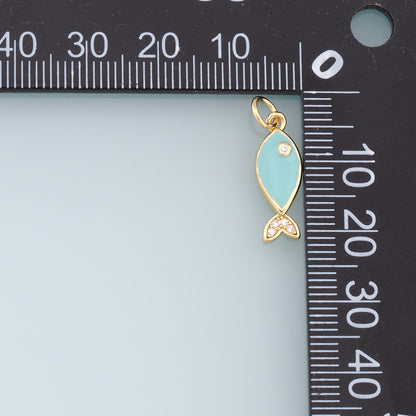 18K Gold Filled Enamel Fish Charm Pendant for Jewelry Making