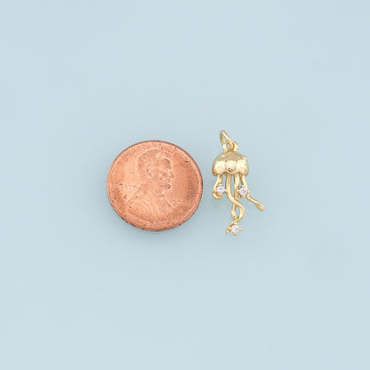 Gold Jellyfish Charms,18K Gold Filled Jellyfish Pendant,CZ Jellyfish Charm Bracelet Necklace for DIY Jewelry Making Supply