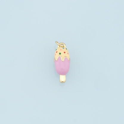 Ice Cream Charms,18K Gold Filled Enamel Ice Cream Pendant,Cute Ice Cream Charm Bracelet Necklace for DIY Jewelry Making Suppl