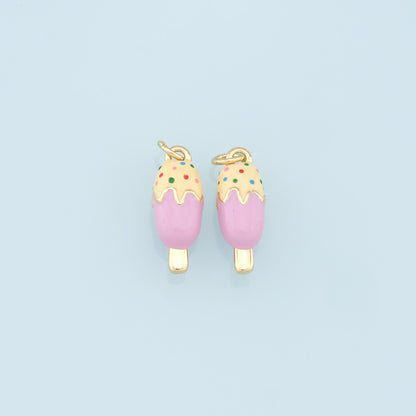 Ice Cream Charms,18K Gold Filled Enamel Ice Cream Pendant,Cute Ice Cream Charm Bracelet Necklace for DIY Jewelry Making Suppl