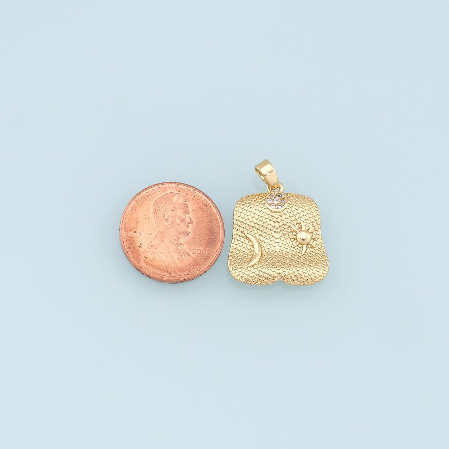 Gold Moon Star Charms,18K Gold Filled Square Sun Pendant,Celestial Charm Bracelet Necklace for DIY Jewelry Making Supply