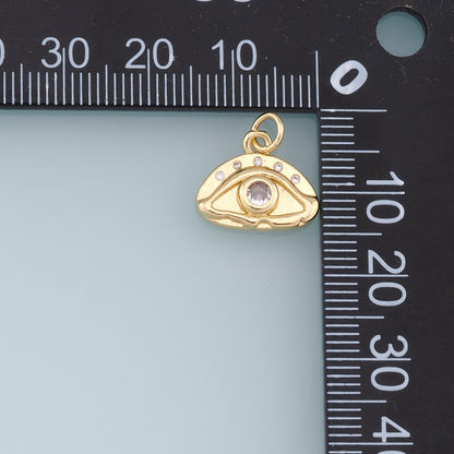 Gold Evil Eye Charms,18K Gold Filled Evil Eye Pendant,CZ Evil Eye Charm Bracelet Necklace for DIY Jewelry Making Supply