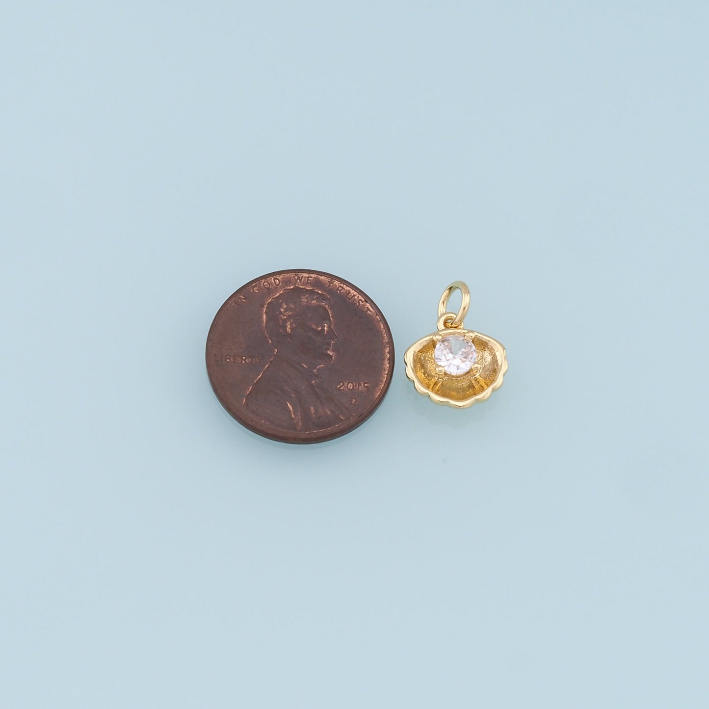 Gold Shell Charms,18K Gold Filled Conch Shell Pendant,Crystal Shell Charm Bracelet Necklace for DIY Jewelry Making Supply