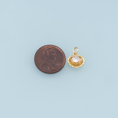 Gold Shell Charms,18K Gold Filled Conch Shell Pendant,Crystal Shell Charm Bracelet Necklace for DIY Jewelry Making Supply