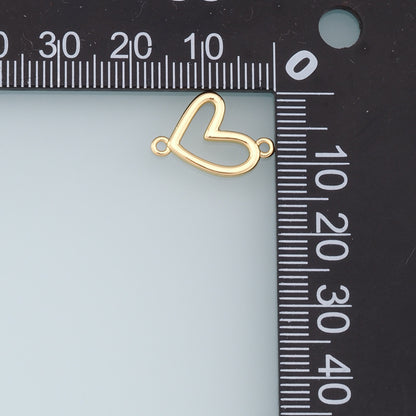 Gold Heart Connector Charms,18K Gold Filled Heart Pendant,Heart Charm Bracelet Necklace for DIY Jewelry Making Supply