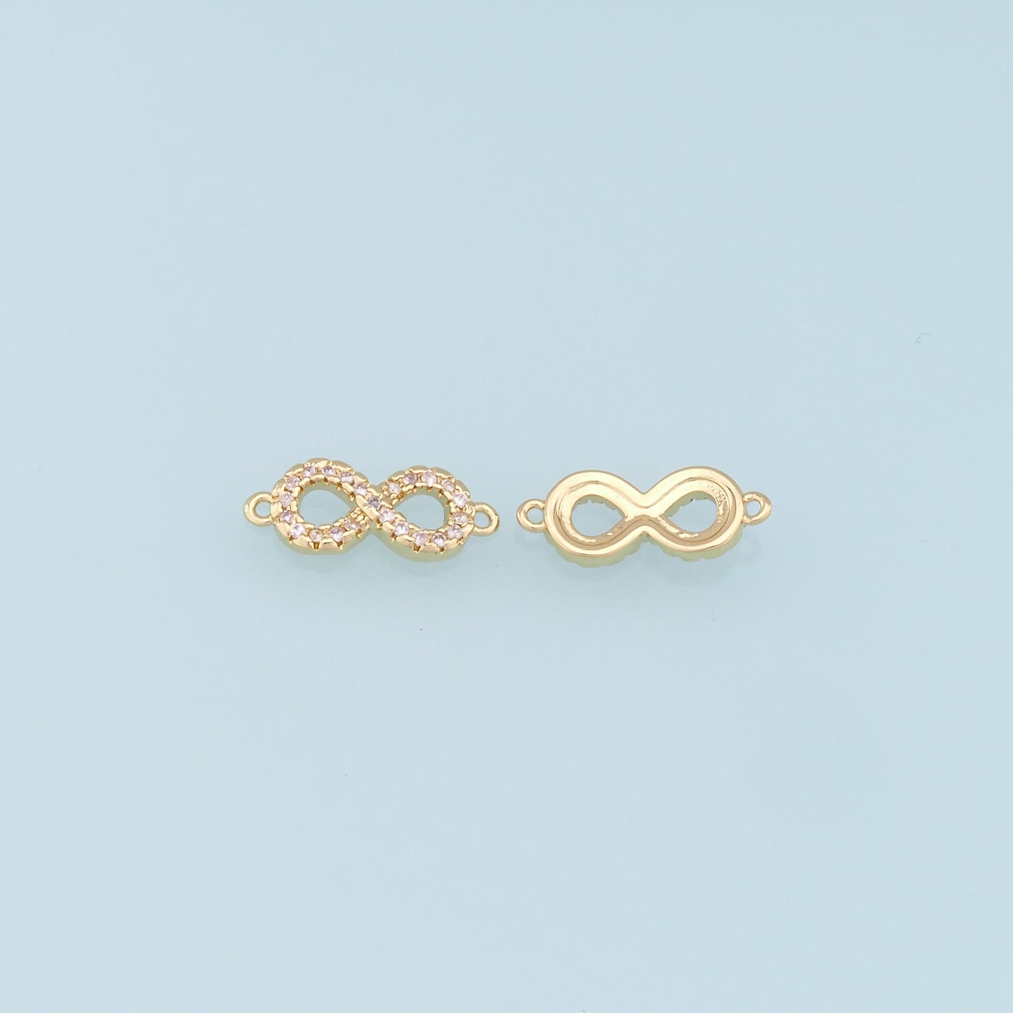 Gold Infinity Connector Charms,18K Gold Filled Infinity Pendant,CZ Micro Pave Infinity Charm Bracelet Necklace for DIY Jewelry Making Supply