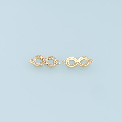 Gold Infinity Connector Charms,18K Gold Filled Infinity Pendant,CZ Micro Pave Infinity Charm Bracelet Necklace for DIY Jewelry Making Supply