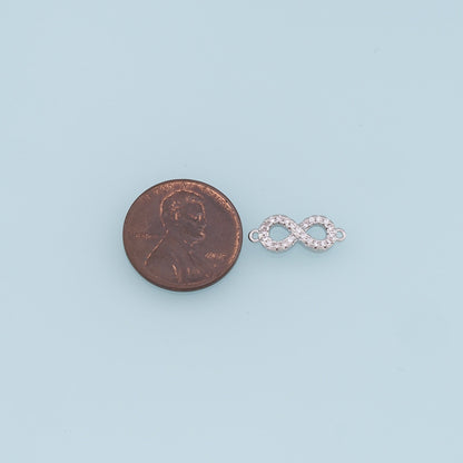Gold Infinity Connector Charms,18K Gold Filled Infinity Pendant,CZ Micro Pave Infinity Charm Bracelet Necklace for DIY Jewelry Making Supply