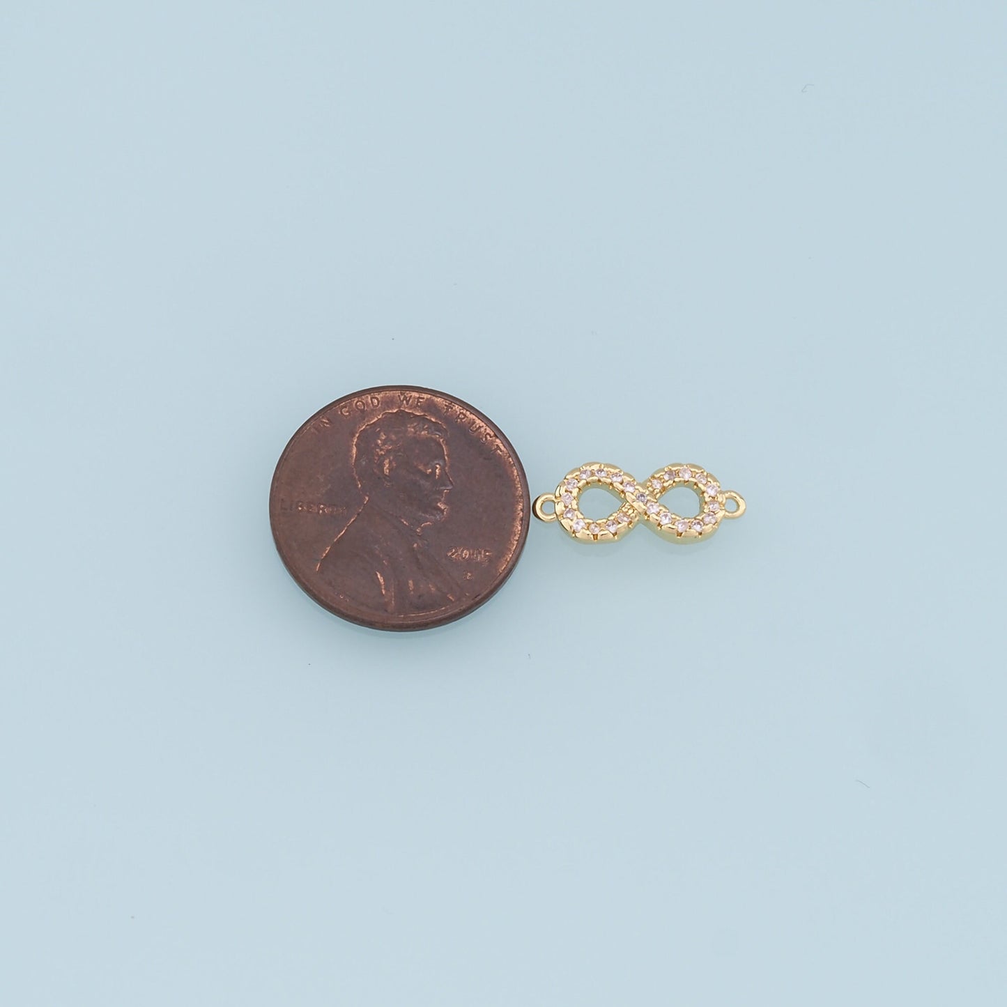 Gold Infinity Connector Charms,18K Gold Filled Infinity Pendant,CZ Micro Pave Infinity Charm Bracelet Necklace for DIY Jewelry Making Supply