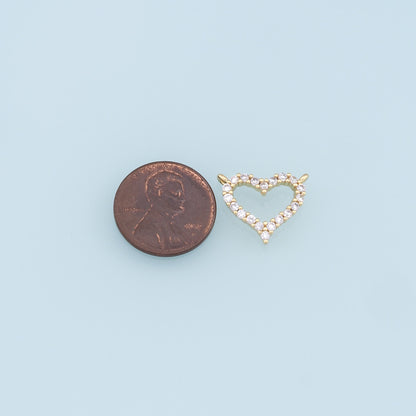 Gold Heart Charms,18K Gold Filled Heart Pendant,CZ Micro Pave Heart Charm Bracelet Necklace for DIY Jewelry Making Supply