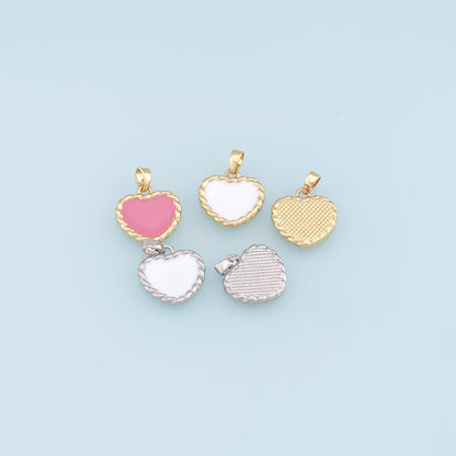18K Gold Filled Enamel Heart Charm Pendant for Jewelry Making