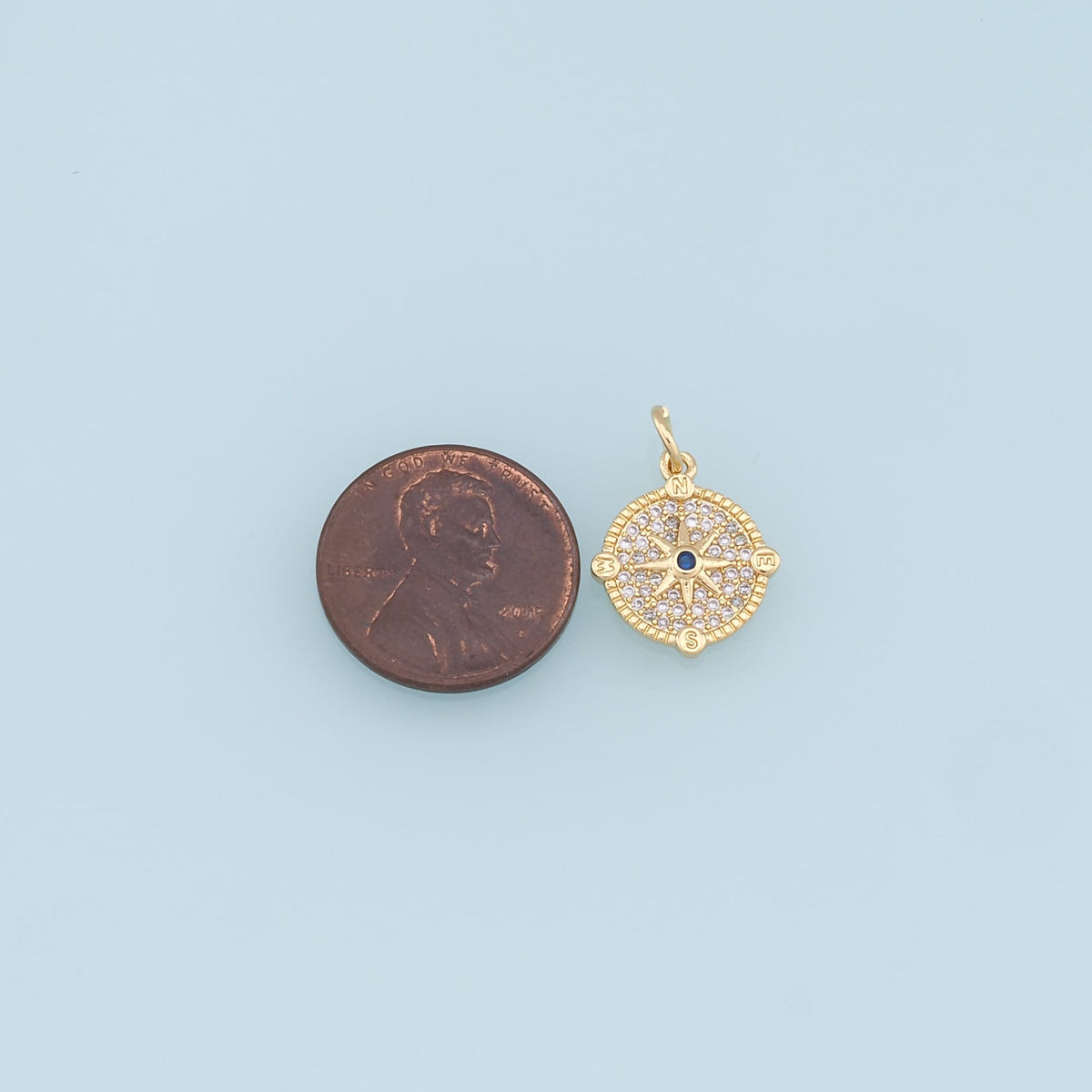 Gold Compass Star Charms,18K Gold Filled Starburst Pendant,CZ Micro Pave North Star Charm Bracelet Necklace for DIY Jewelry M