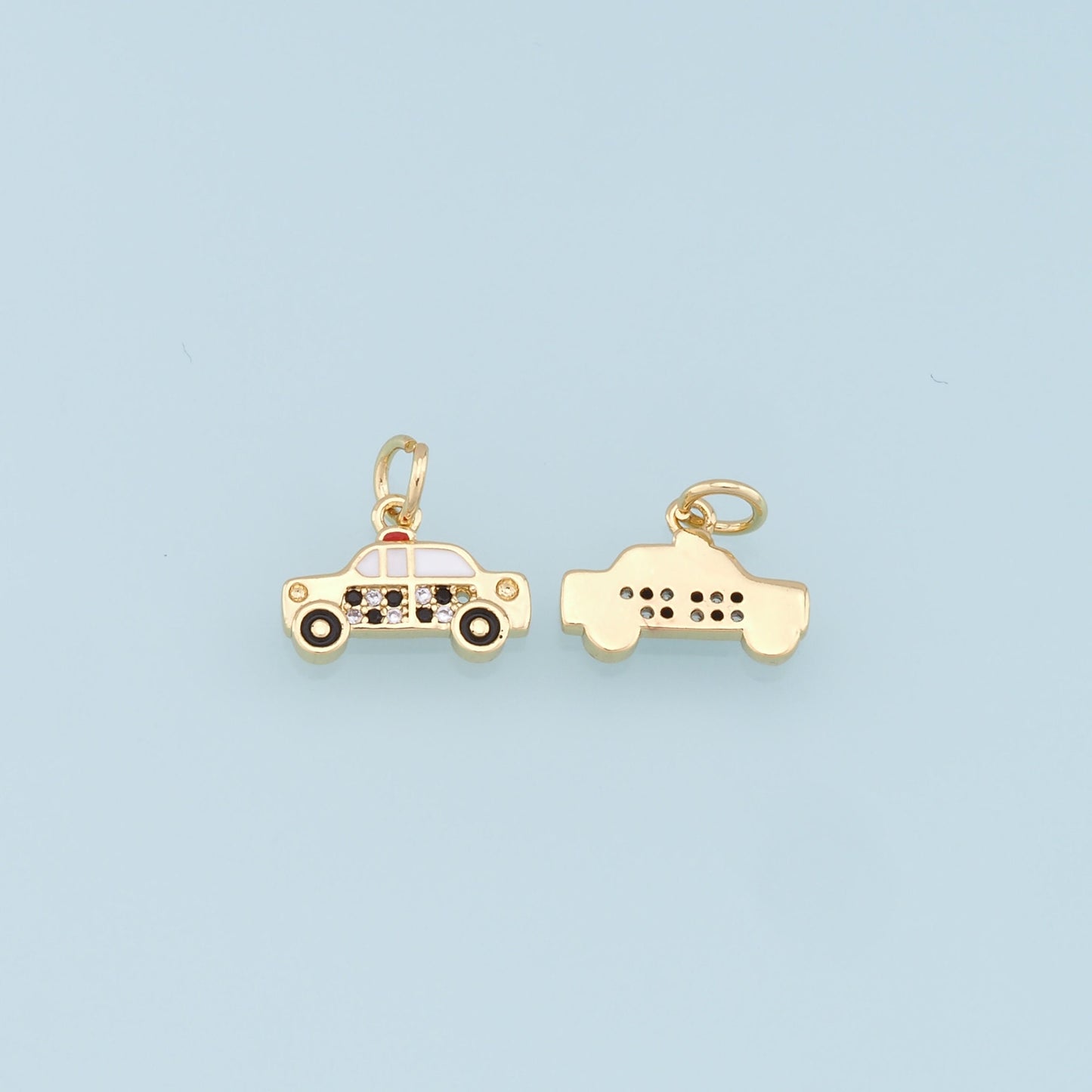Gold Car Charms,18K Gold Filled Car Pendant,CZ Micro Pave Car Charm Bracelet Necklace for DIY Jewelry Making Supply