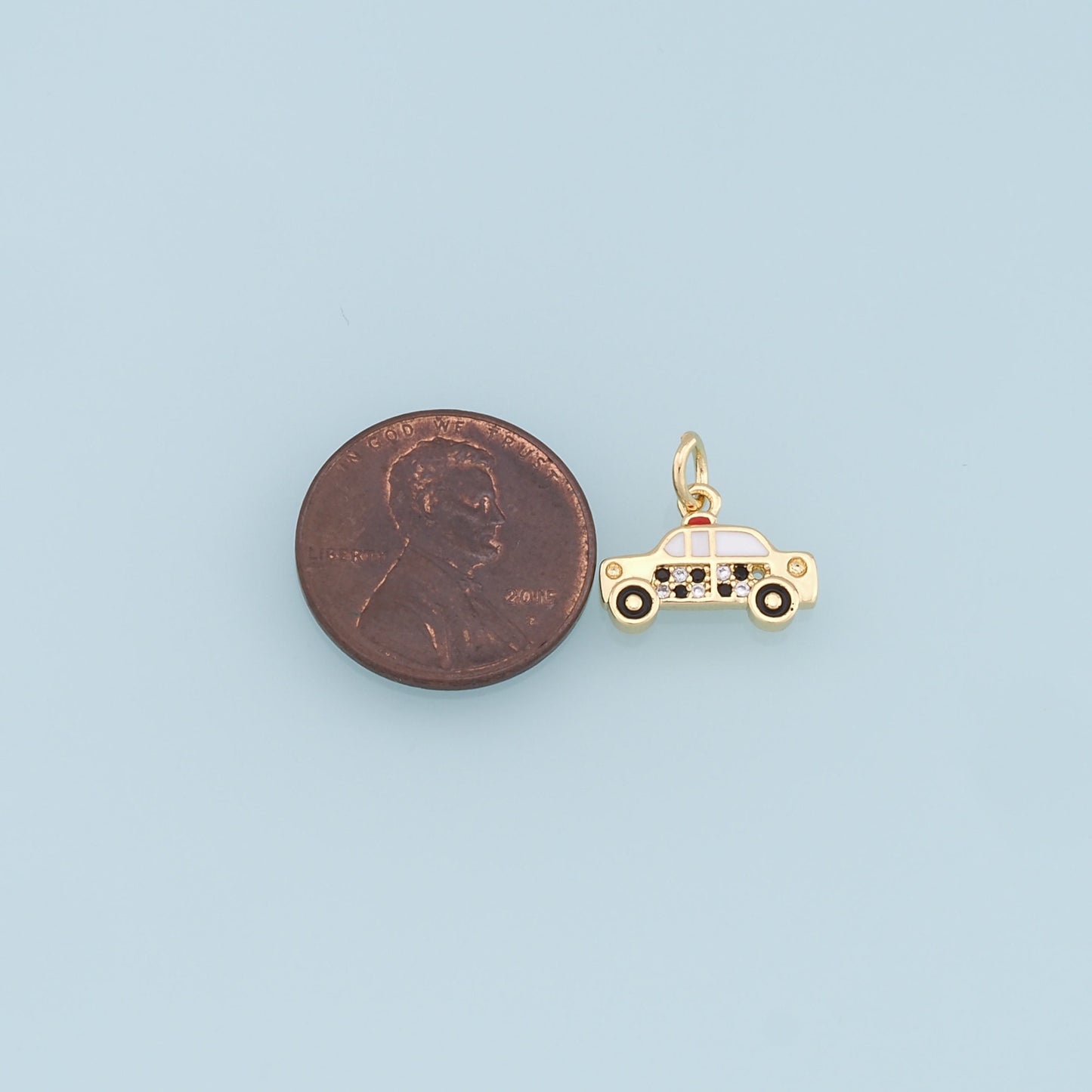 Gold Car Charms,18K Gold Filled Car Pendant,CZ Micro Pave Car Charm Bracelet Necklace for DIY Jewelry Making Supply