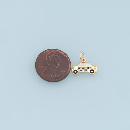 Gold Car Charms,18K Gold Filled Car Pendant,CZ Micro Pave Car Charm Bracelet Necklace for DIY Jewelry Making Supply