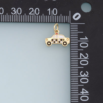 Gold Car Charms,18K Gold Filled Car Pendant,CZ Micro Pave Car Charm Bracelet Necklace for DIY Jewelry Making Supply