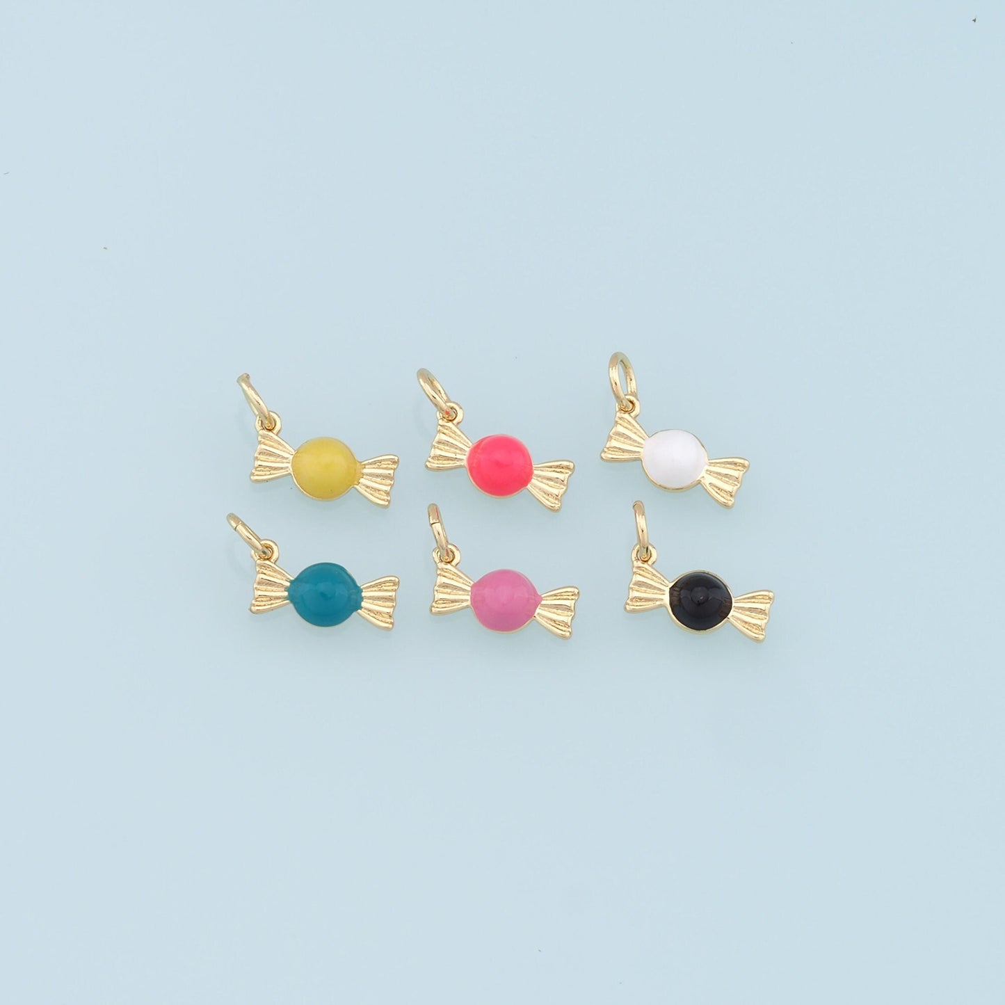 Gold Candy Charms,18K Gold Filled Enamel Sweet Pendant,Color Candy Charms Bracelet Necklace for DIY Jewelry Making Supply