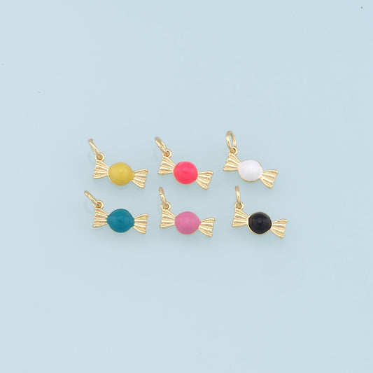 Gold Candy Charms,18K Gold Filled Enamel Sweet Pendant,Color Candy Charms Bracelet Necklace for DIY Jewelry Making Supply