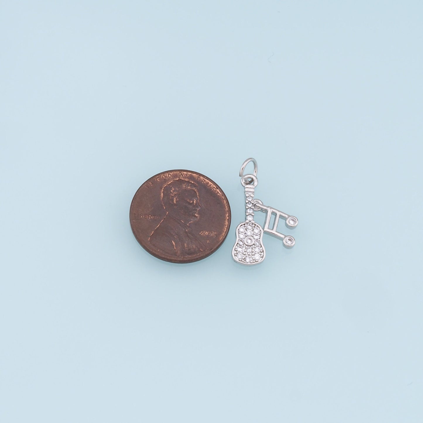 Gold Guitar Charms,18K Gold Filled CZ Micro Pave Guitar Pendant,Music Charm Bracelet Necklace for DIY Jewelry Making Supply