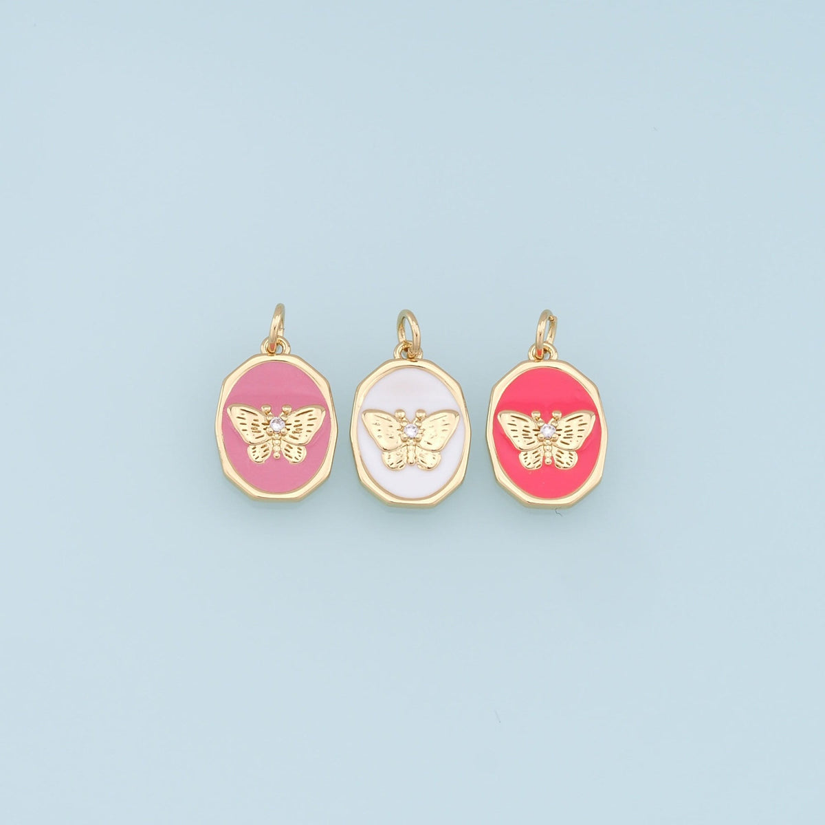 Gold Butterfly Charms,18K Gold Filled Butterfly Pendant,Enamel Butterfly Charm Bracelet Necklace for DIY Jewelry Making Suppl