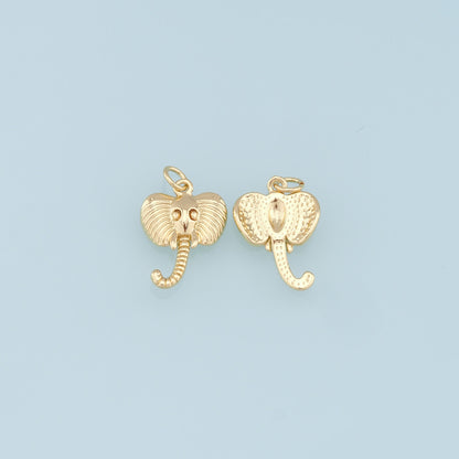 Gold Elephant Head Charms,18K Gold Filled Elephant Pendant,Animal Charm Bracelet Necklace for DIY Jewelry Making Supply