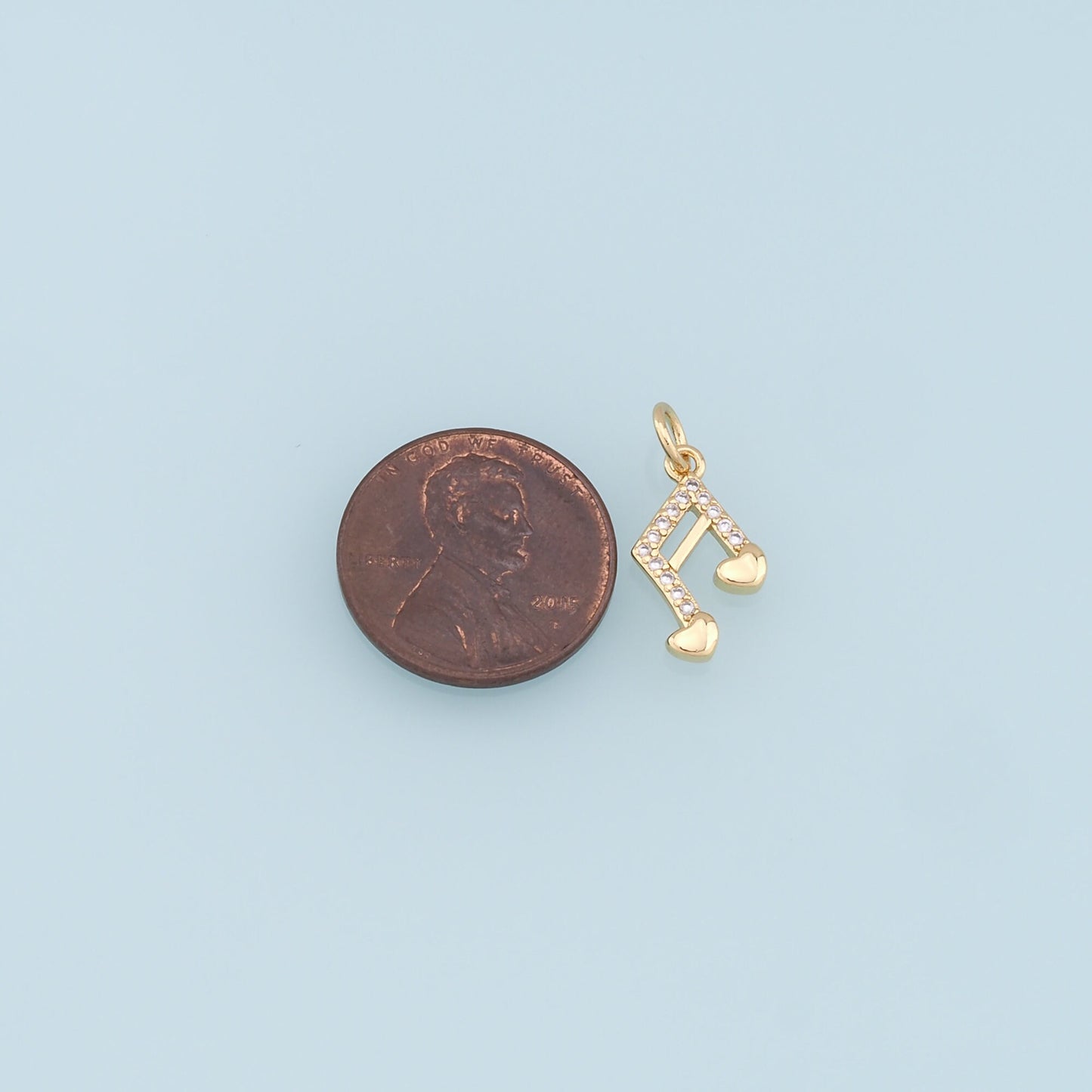 Gold Music Charms,18K Gold Filled Music Pendant,CZ Micro Pave Note Charm Bracelet Necklace for DIY Jewelry Making Supply