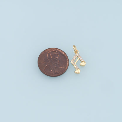 Gold Music Charms,18K Gold Filled Music Pendant,CZ Micro Pave Note Charm Bracelet Necklace for DIY Jewelry Making Supply