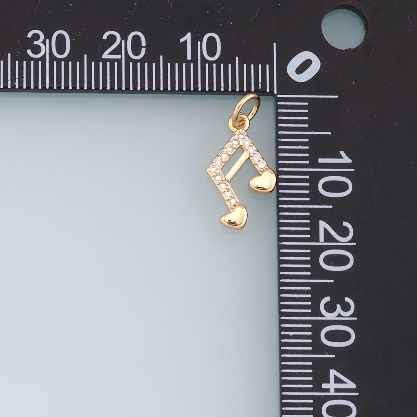 Gold Music Charms,18K Gold Filled Music Pendant,CZ Micro Pave Note Charm Bracelet Necklace for DIY Jewelry Making Supply