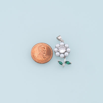 Gold Sunflower Charms,18K Gold Filled Sunflower Pendant,Pearl Sunflower Charm Bracelet Necklace for DIY Jewelry Making Supply