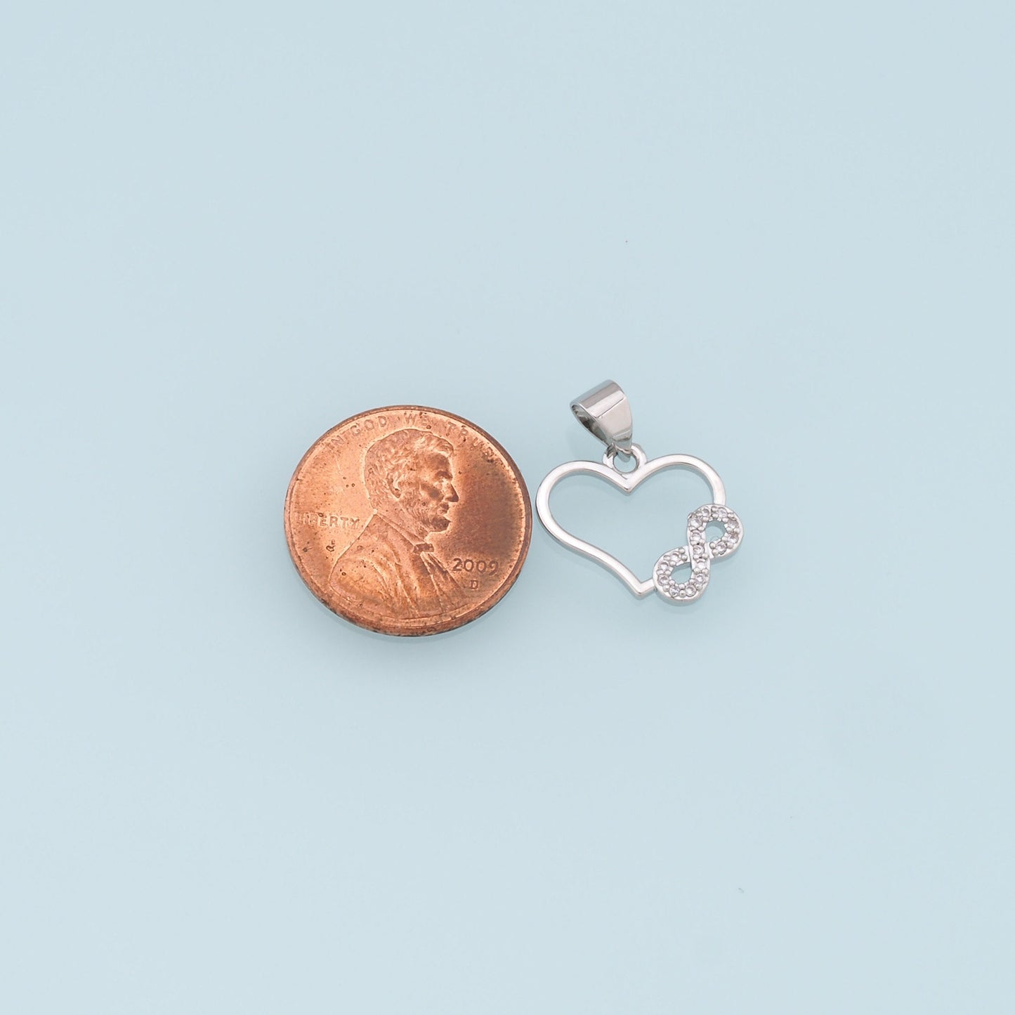 Gold Heart Infinity Charms,18K Gold Filled Heart Pendant,CZ Micro Pave Infinity Charm Bracelet Necklace for DIY Jewelry Making Supply