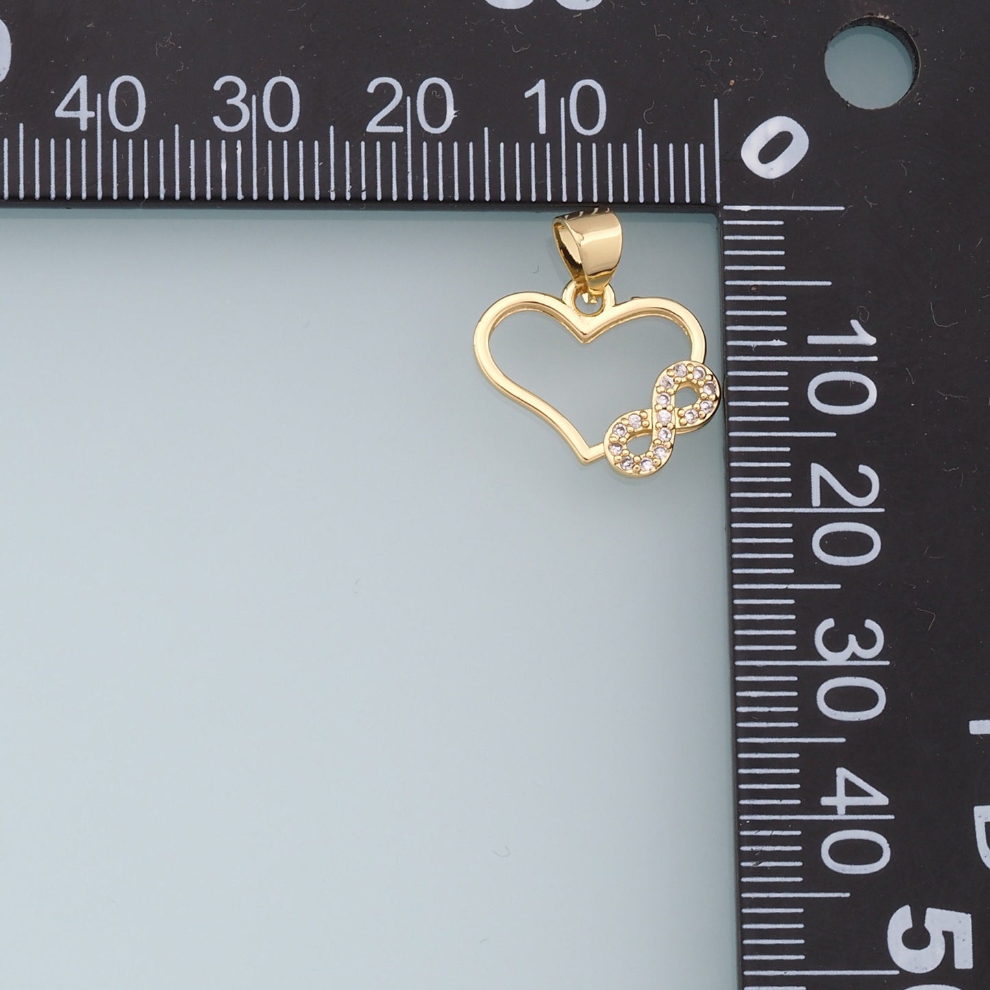 Gold Heart Infinity Charms,18K Gold Filled Heart Pendant,CZ Micro Pave Infinity Charm Bracelet Necklace for DIY Jewelry Making Supply